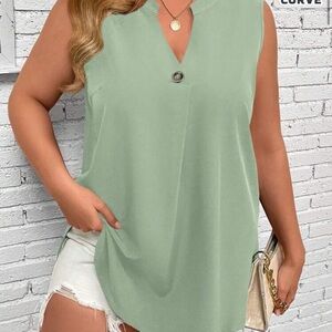 SHEIN Green Sleeveless Blouse